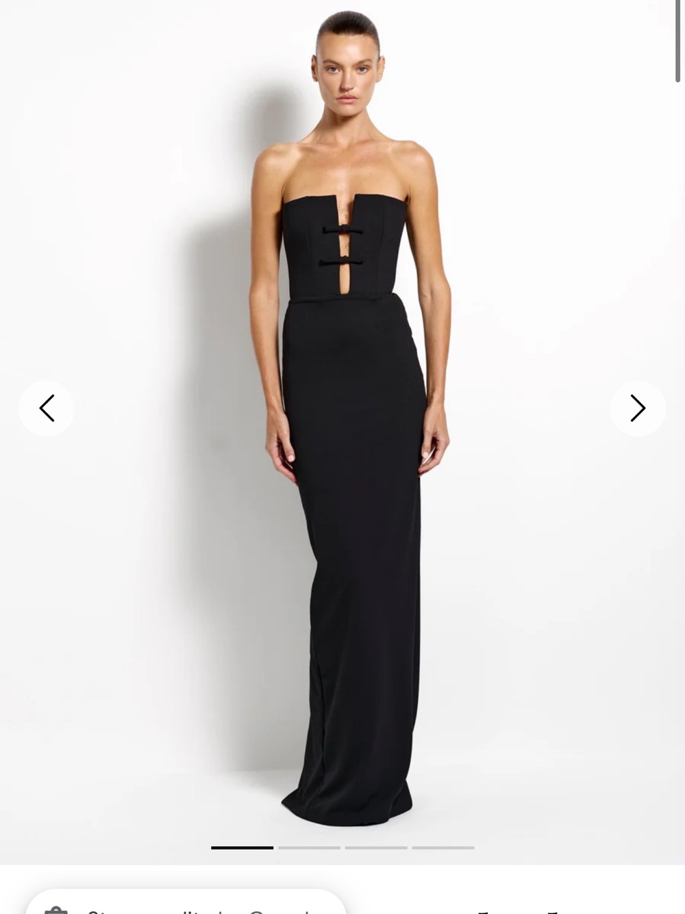 Strapless Black Evening Gown with Center Cutout